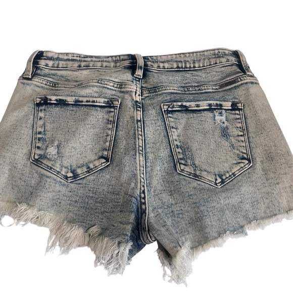 KanCan Acid Wash High Rise Distressed Denim Cutoff Shorts Frayed Hem - Picture 6 of 12